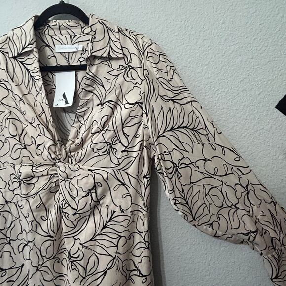 NEW Jonathan Simkhai Lee Linen Blend Midi Dress Painted Floral Size 10 Old Money - Picture 10 of 13